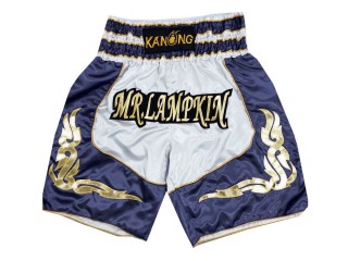 Pantalones boxeo personalizados : KNBXCUST-2043-Blanco-Marina